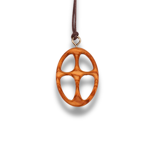 Eterna Olive Wood Cross Necklace Close Up