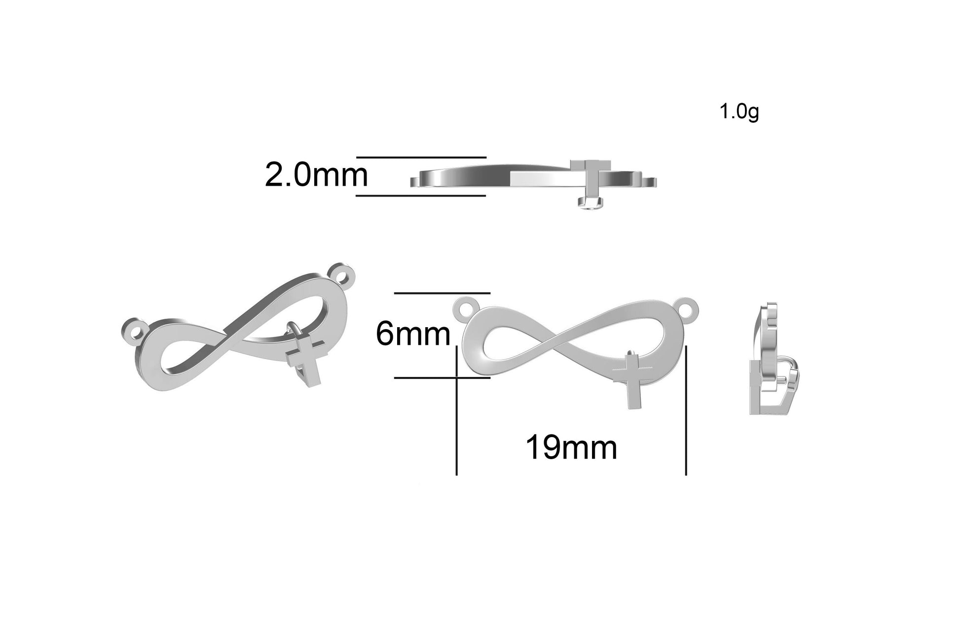 Eternal Life Infinity Cross Necklace Measurements