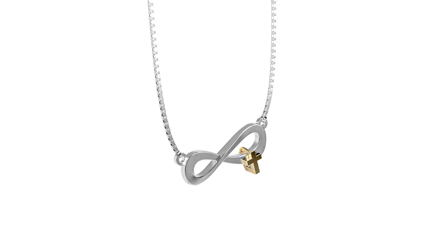 Eternal Life Sterling Silver Necklace Angled