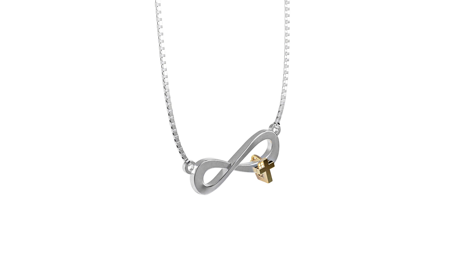 Eternal Life Sterling Silver Necklace Angled