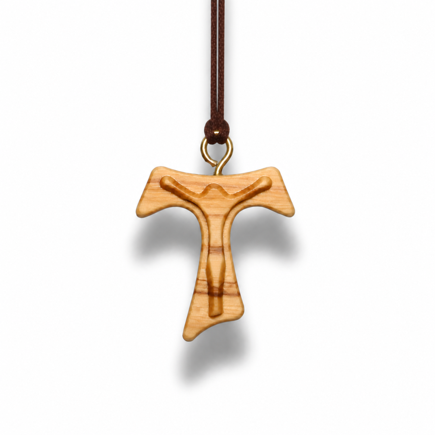 Franciscan Tau Olive Wood Cross Necklace
