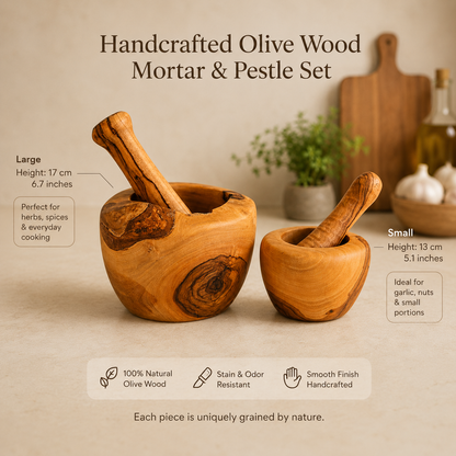 Olive Wood Mortar & Pestle – Handcrafted in Galilee