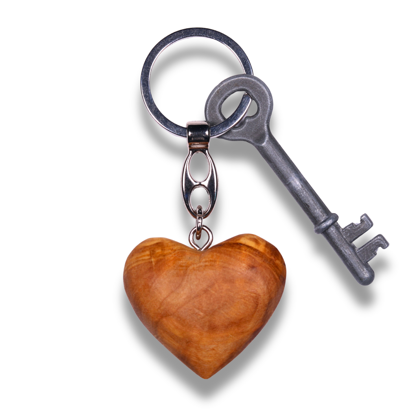 Heart Keychain Olive Wood Keychain With Key