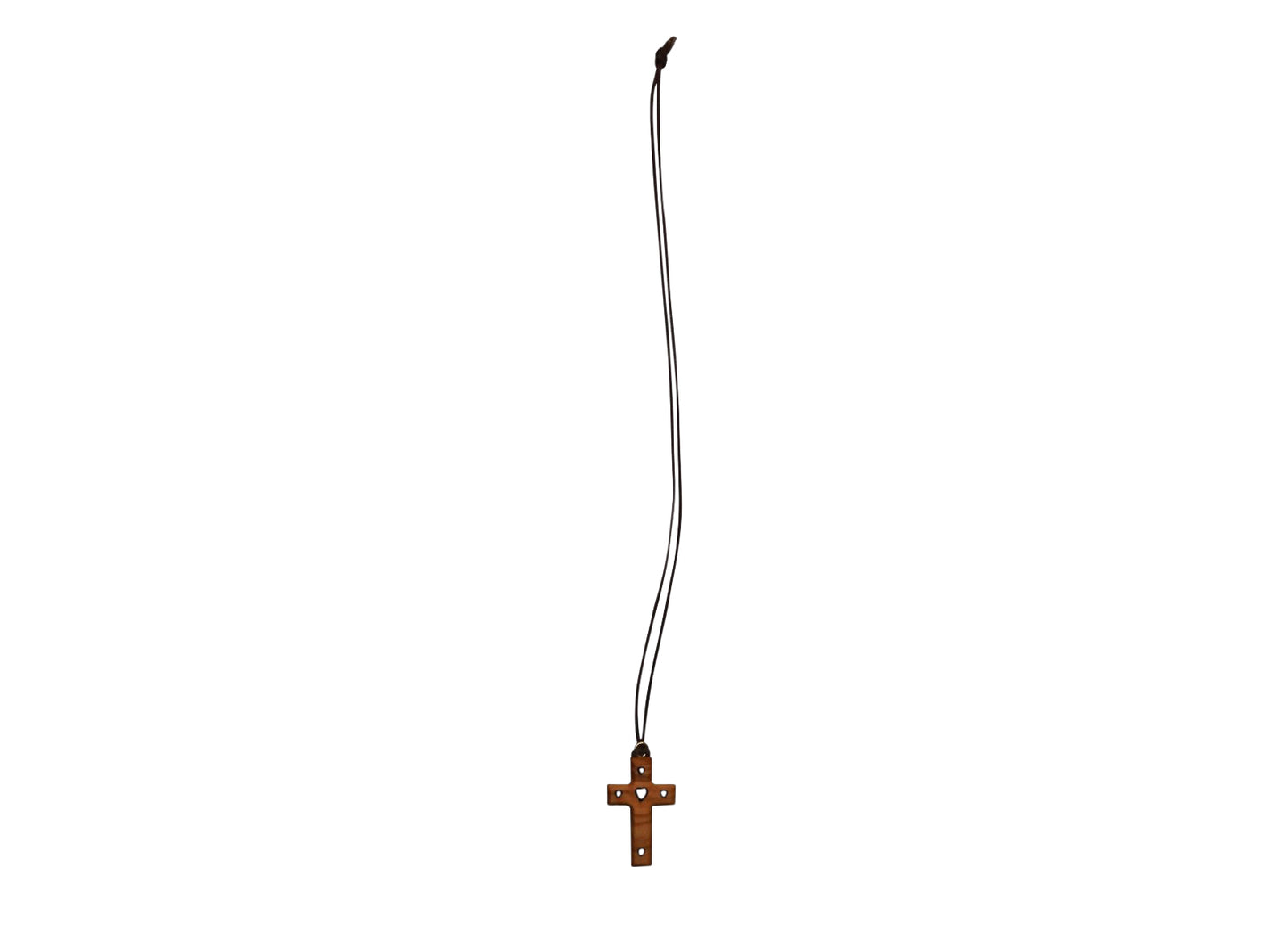 Hearts of Devotion Olive Wood Cross Necklace With Cord