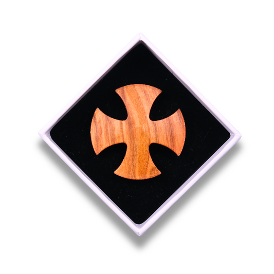 Holy Land Templar Olive Wood Cross Magnet In Gift Box