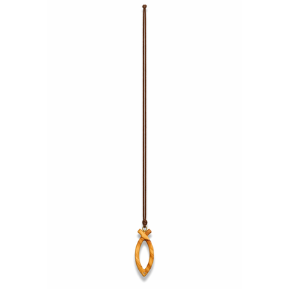 Olive wood Ichthus symbol cross necklace