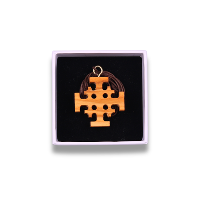 Jerusalem Olive Wood Cross Necklace in gift box