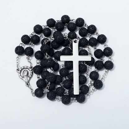 Lava Stone Rosary Necklace Coiled 