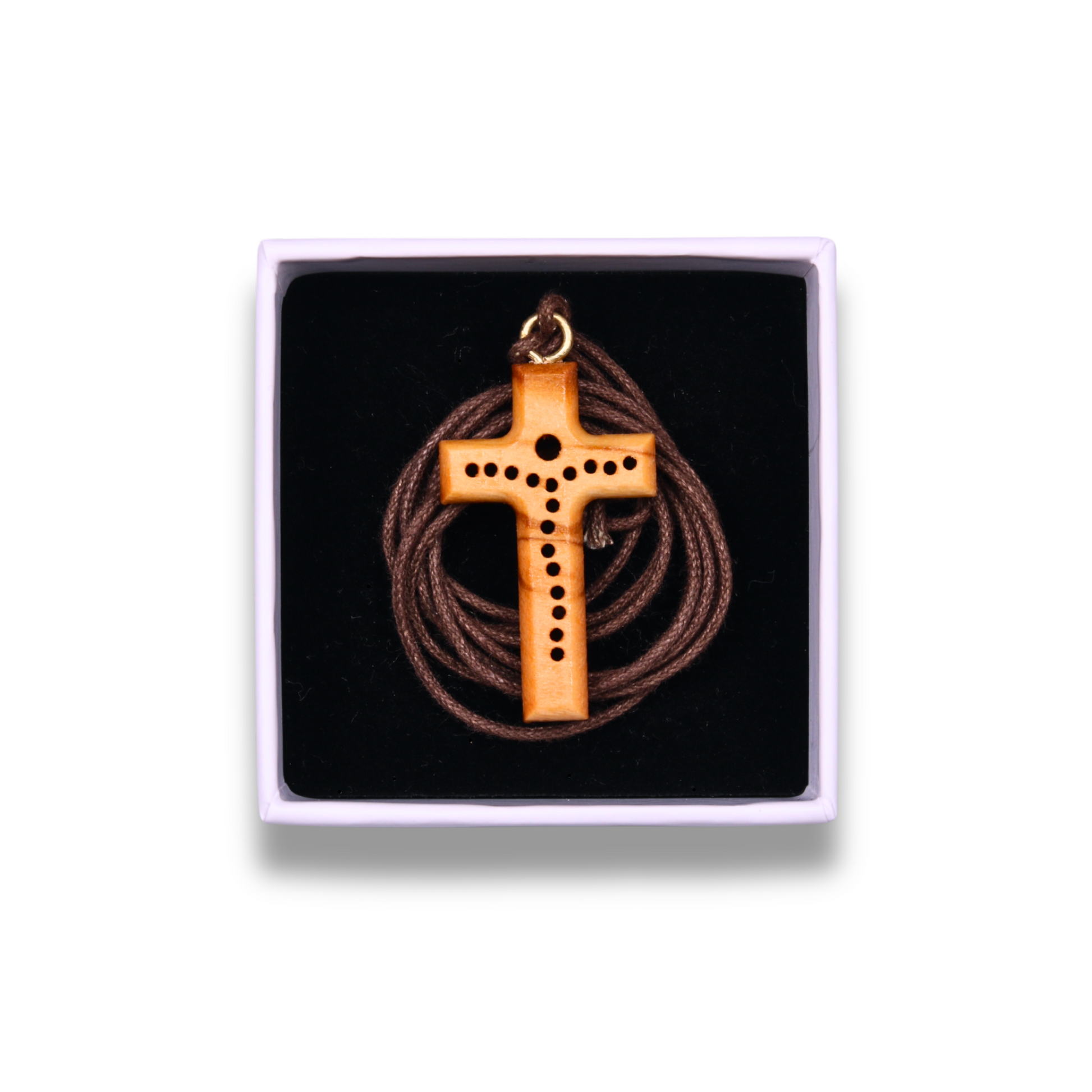 Life Olive Wood Cross Necklace In Gift Box