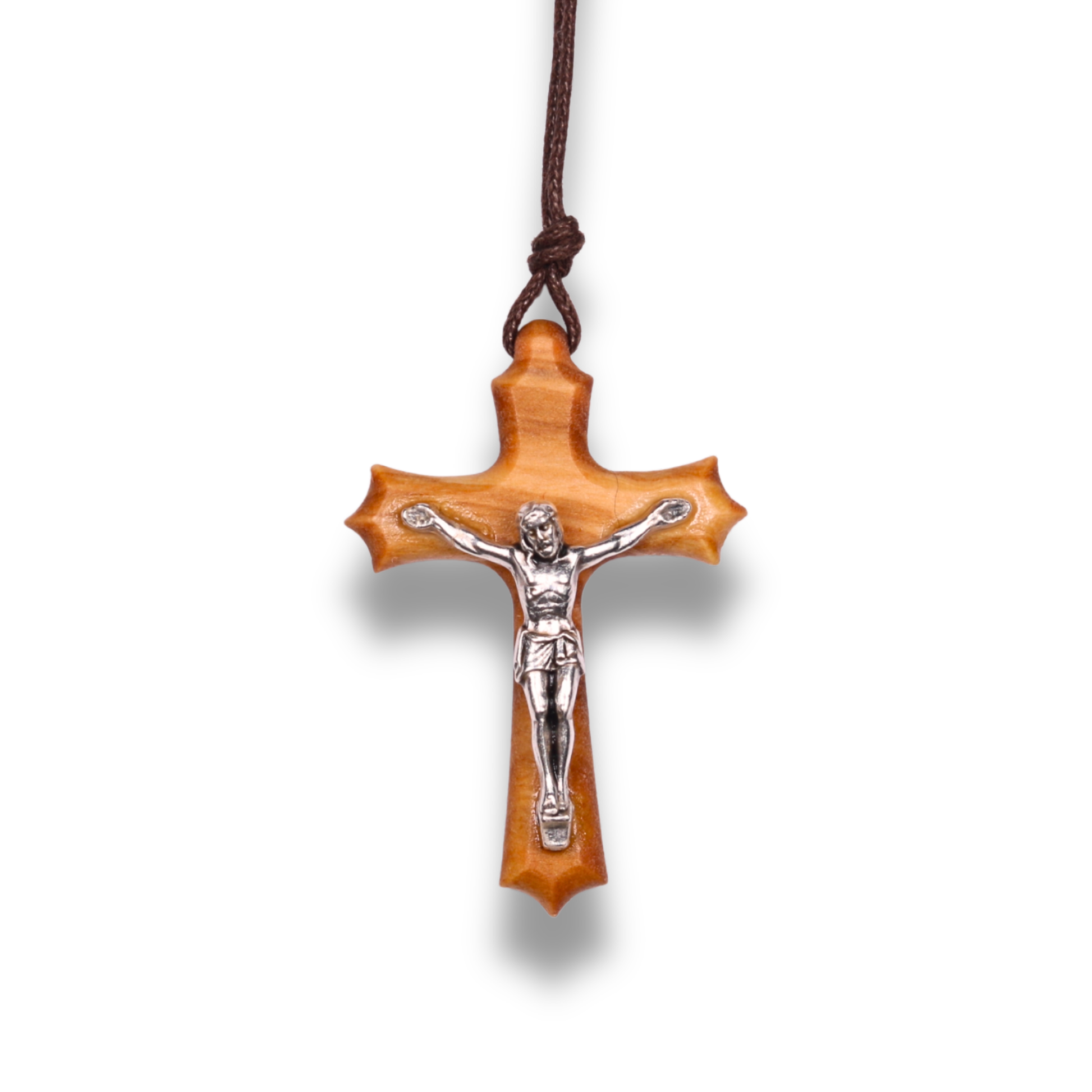 Lilium Crucifix Olive Wood Necklace