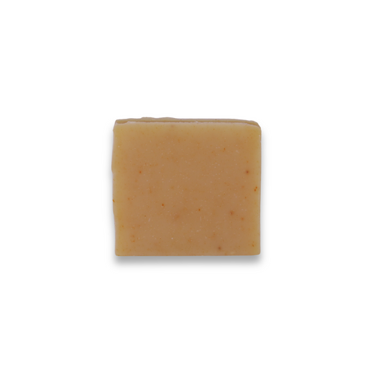 Square bar of soap on a white background