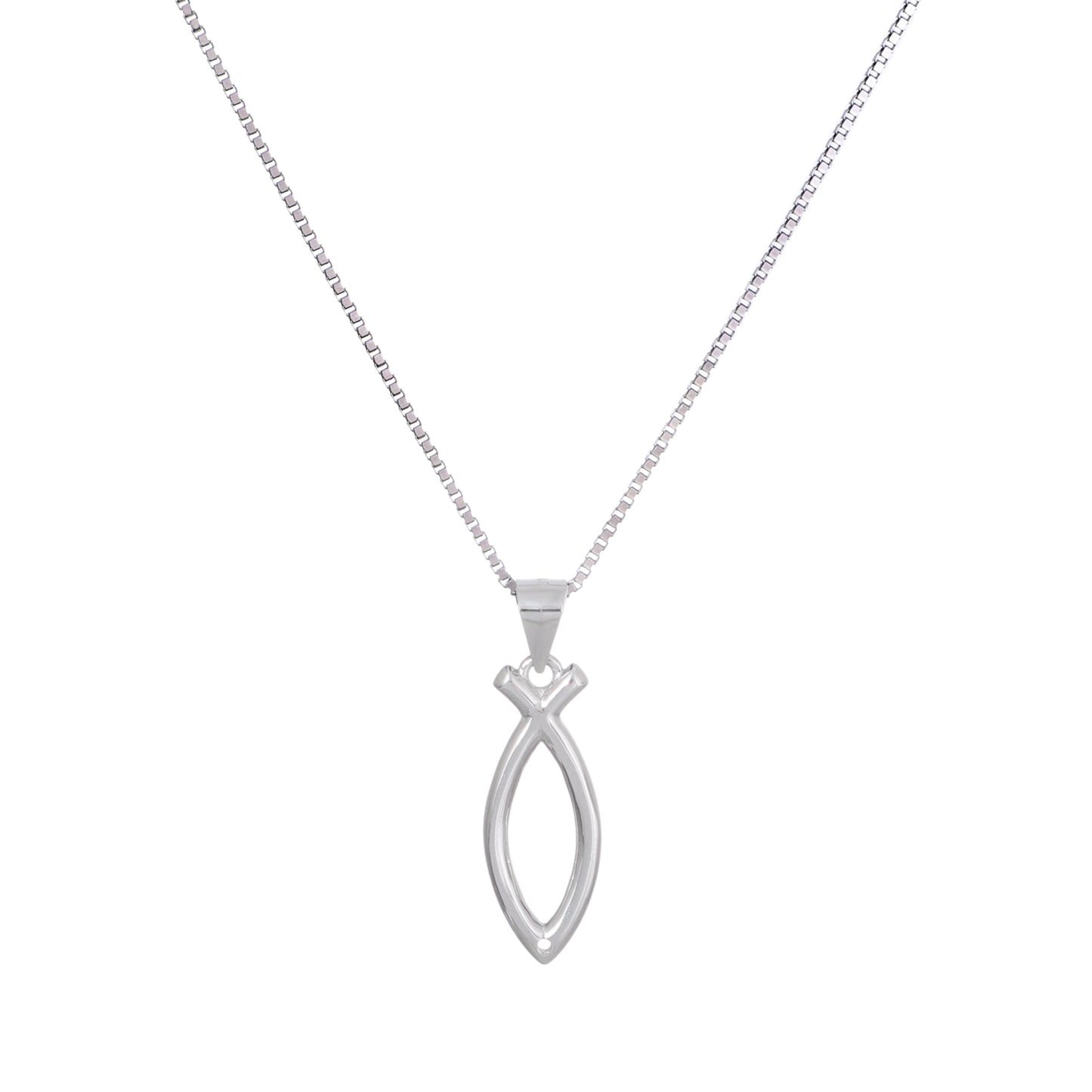 925 Sterling Silver Ichthus Fish Necklace