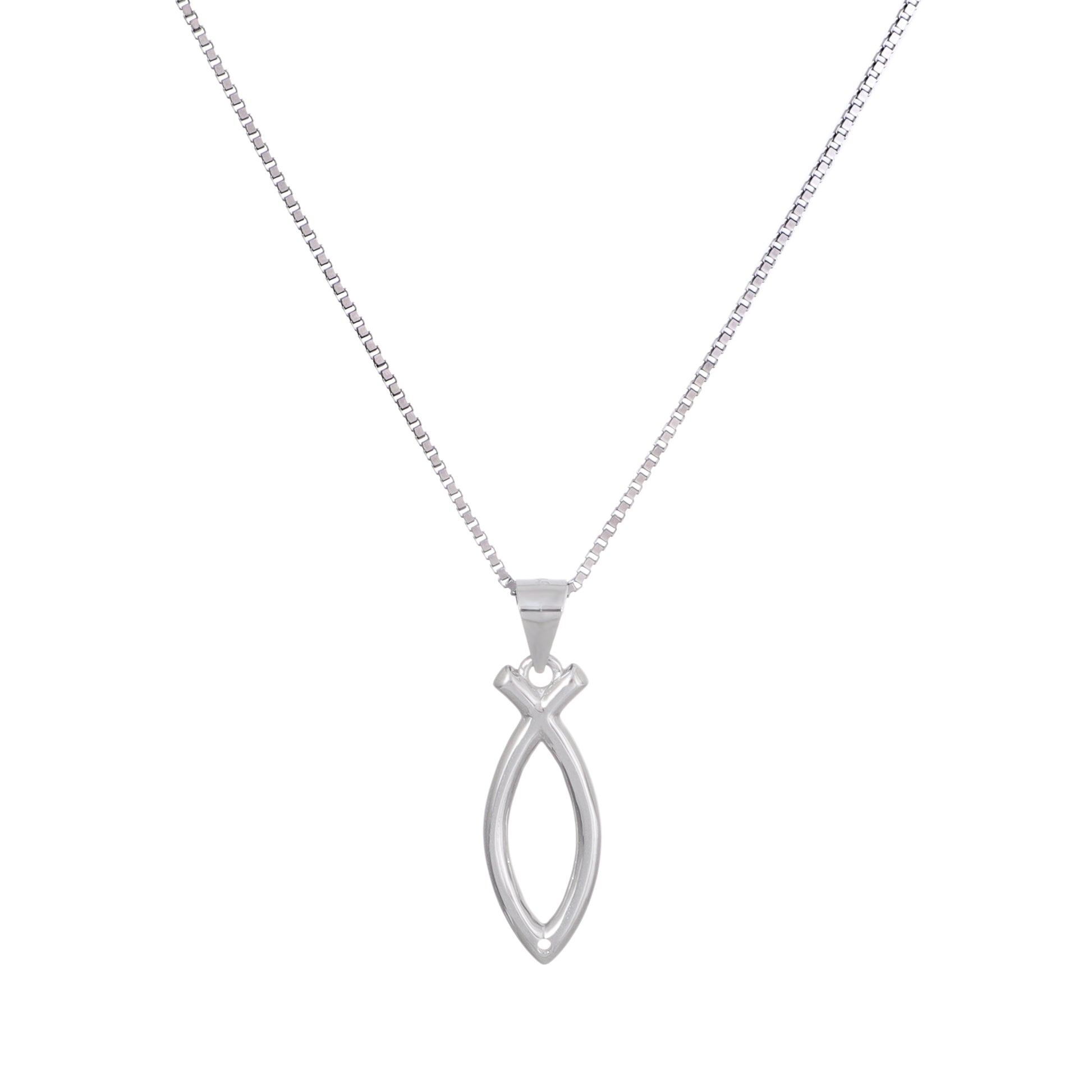 925 Sterling Silver Ichthus Fish Necklace