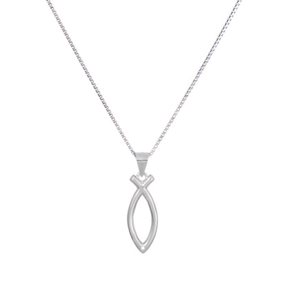 925 Sterling Silver Ichthus Fish Necklace