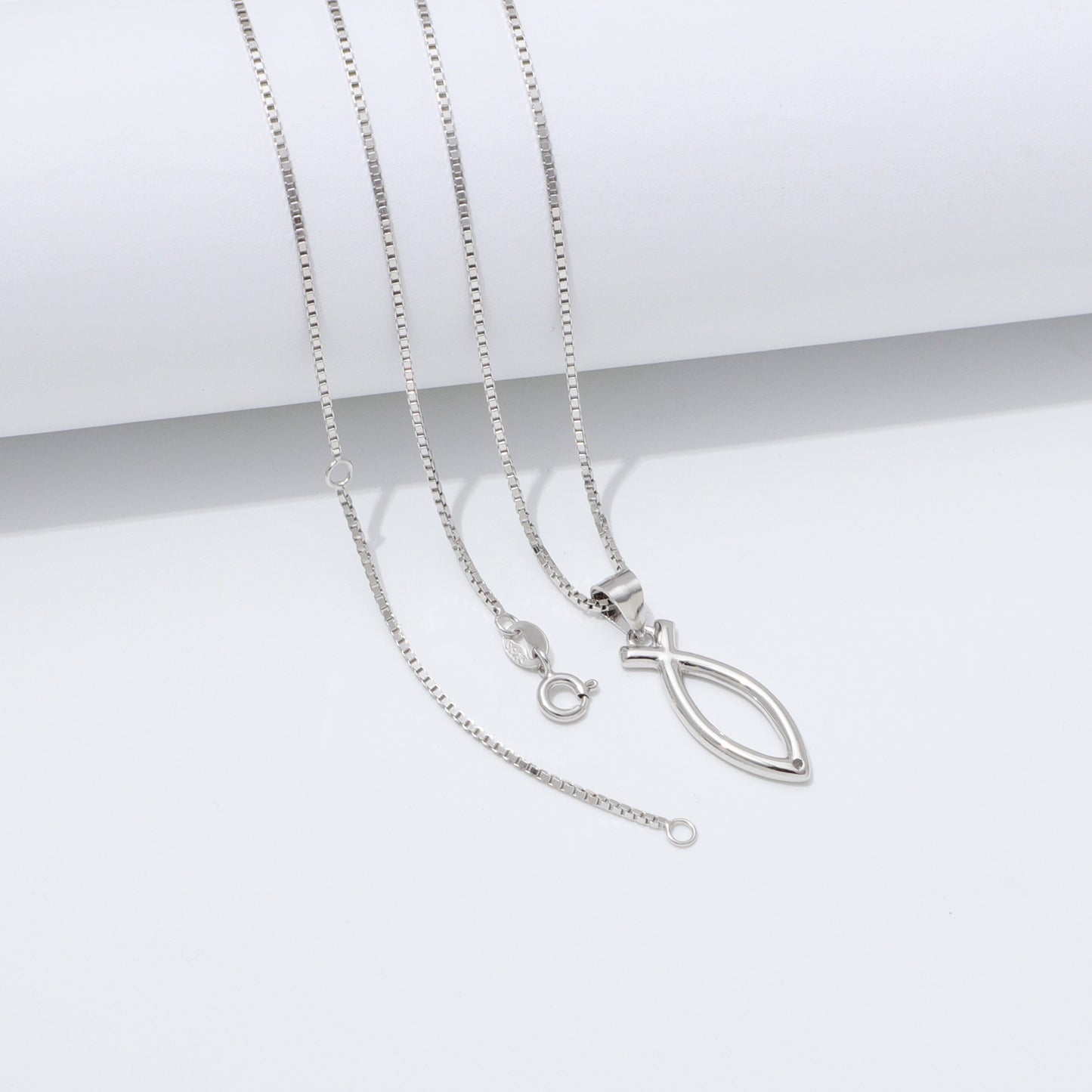 925 Sterling Silver Ichthus Fish Necklace