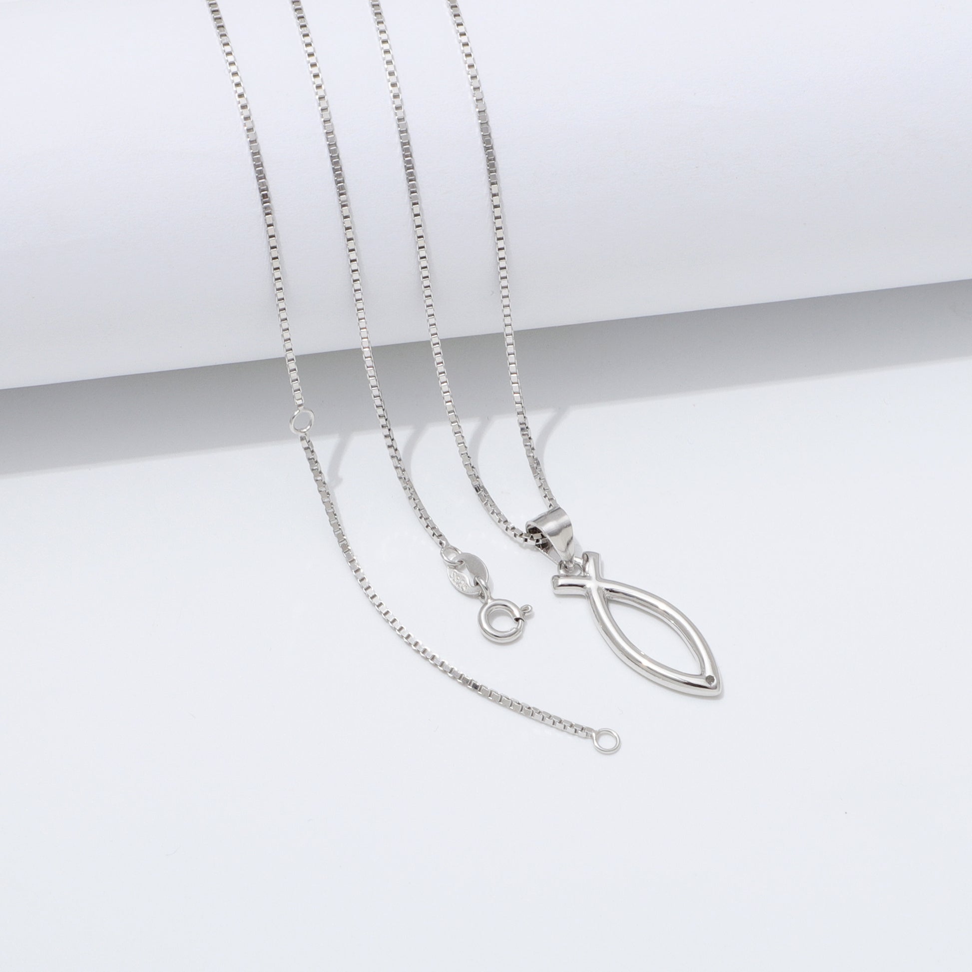 925 Sterling Silver Ichthus Fish Necklace