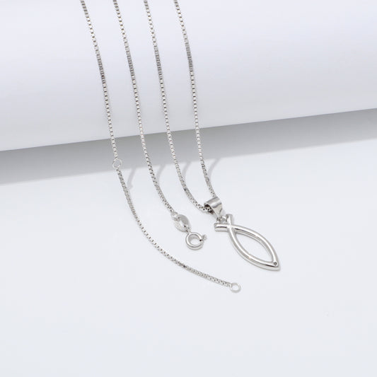 925 Sterling Silver Ichthus Fish Necklace