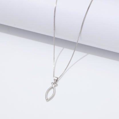 925 Sterling Silver Ichthus Fish Necklace