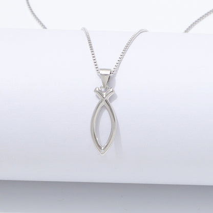 925 Sterling Silver Ichthus Fish Necklace
