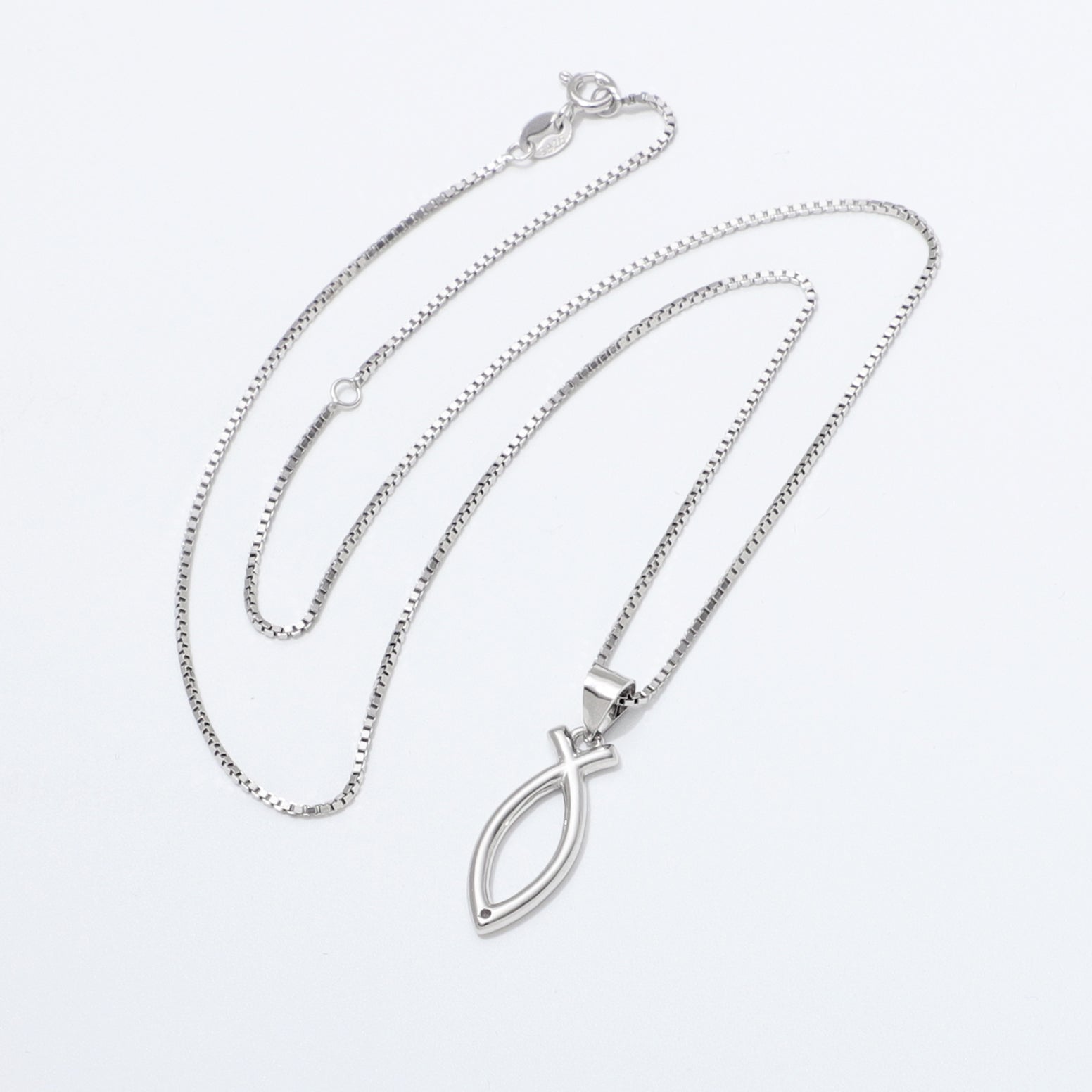 925 Sterling Silver Ichthus Fish Necklace