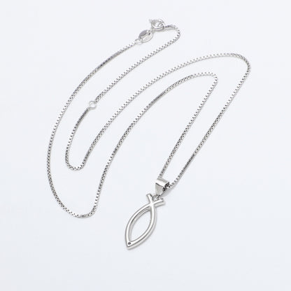 925 Sterling Silver Ichthus Fish Necklace