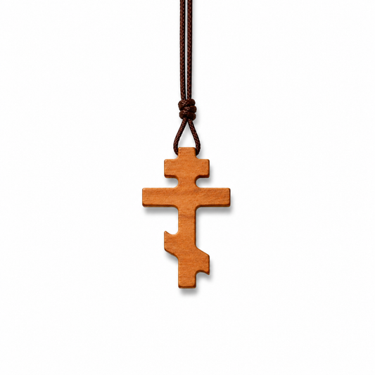 Detail view of Russian Orthodox Cross Necklace