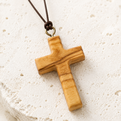 Minimalist Olive Wood Cross Necklace