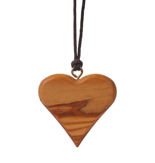 Nature's Embrace Olive Wood Heart Necklace close up