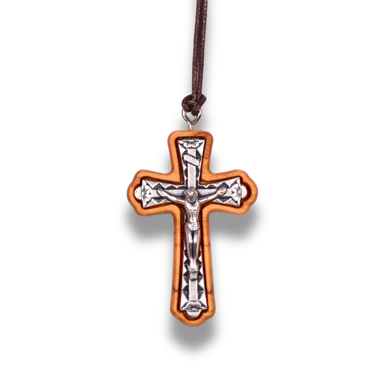 Nuhra Olive Wood Crucifix Necklace