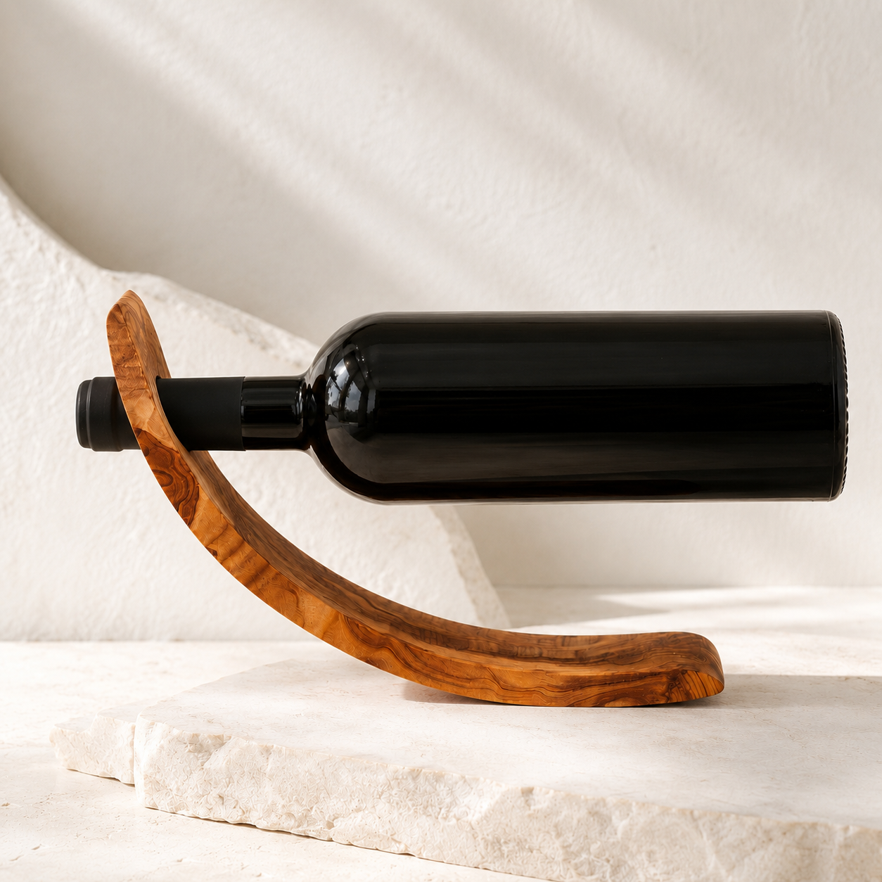 Balancing Wine Holder Olive Wood