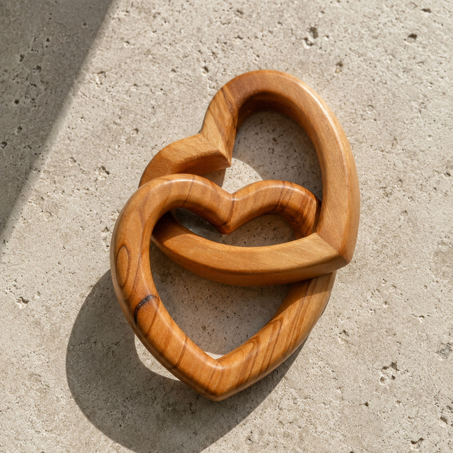 Olive Wood Entwined Hearts