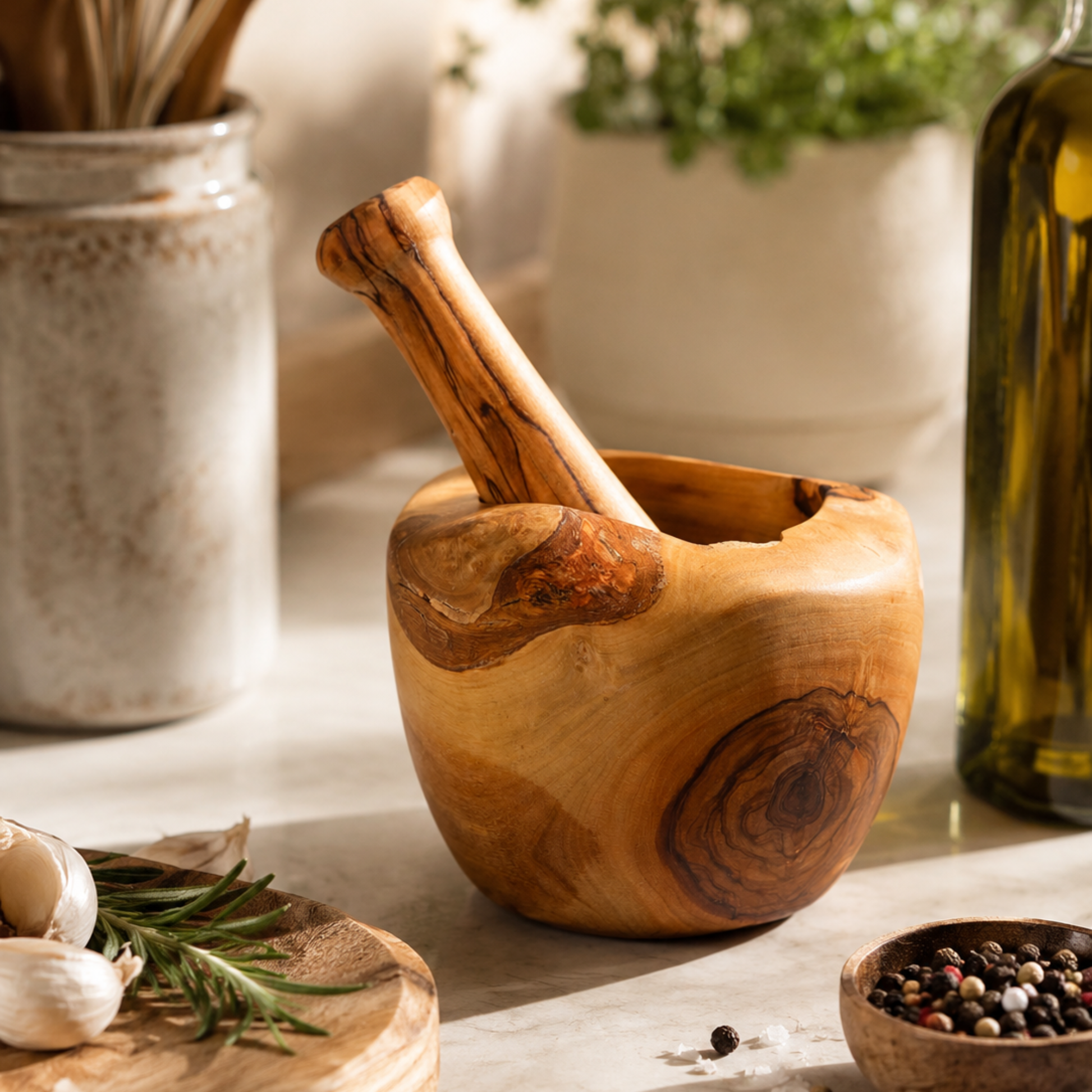 Olive Wood Mortar and Pestle