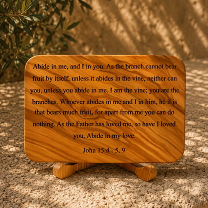 Olive Wood Scripture Plaque – John 15:4–9