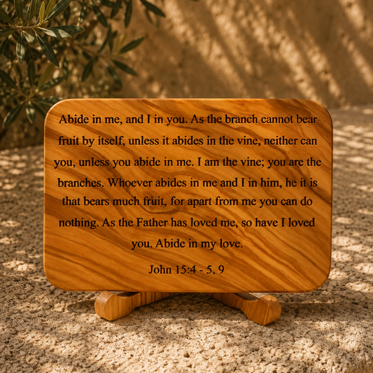 Olive Wood Scripture Plaque – John 15:4–9