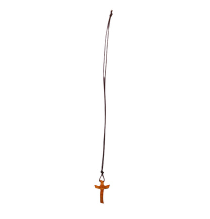 Olive Wood Blessed Cross Necklace Full Length