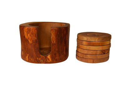 Olive Wood Coaster Set Coasters Outside