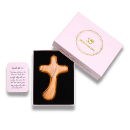 Olive Wood Comfort Holding Cross In Gift Box
