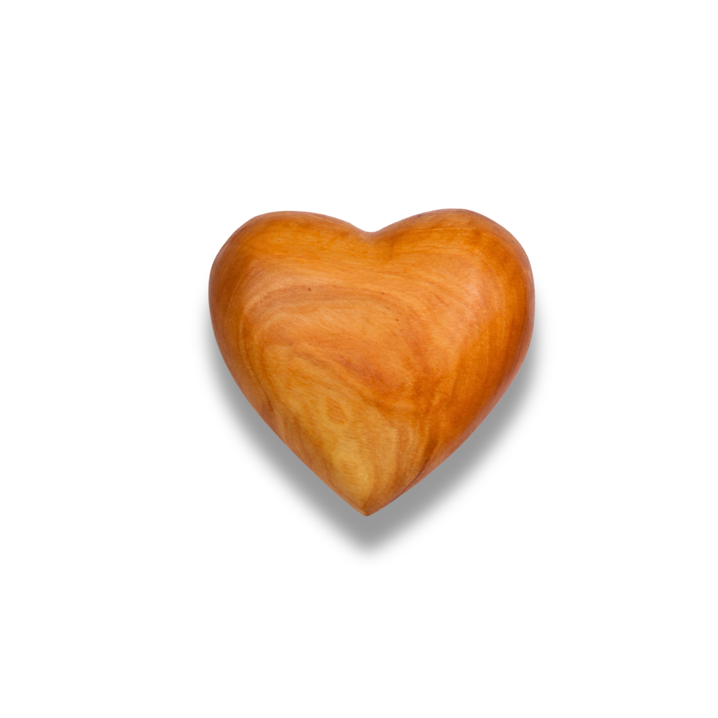Olive wood heart shape on a white background