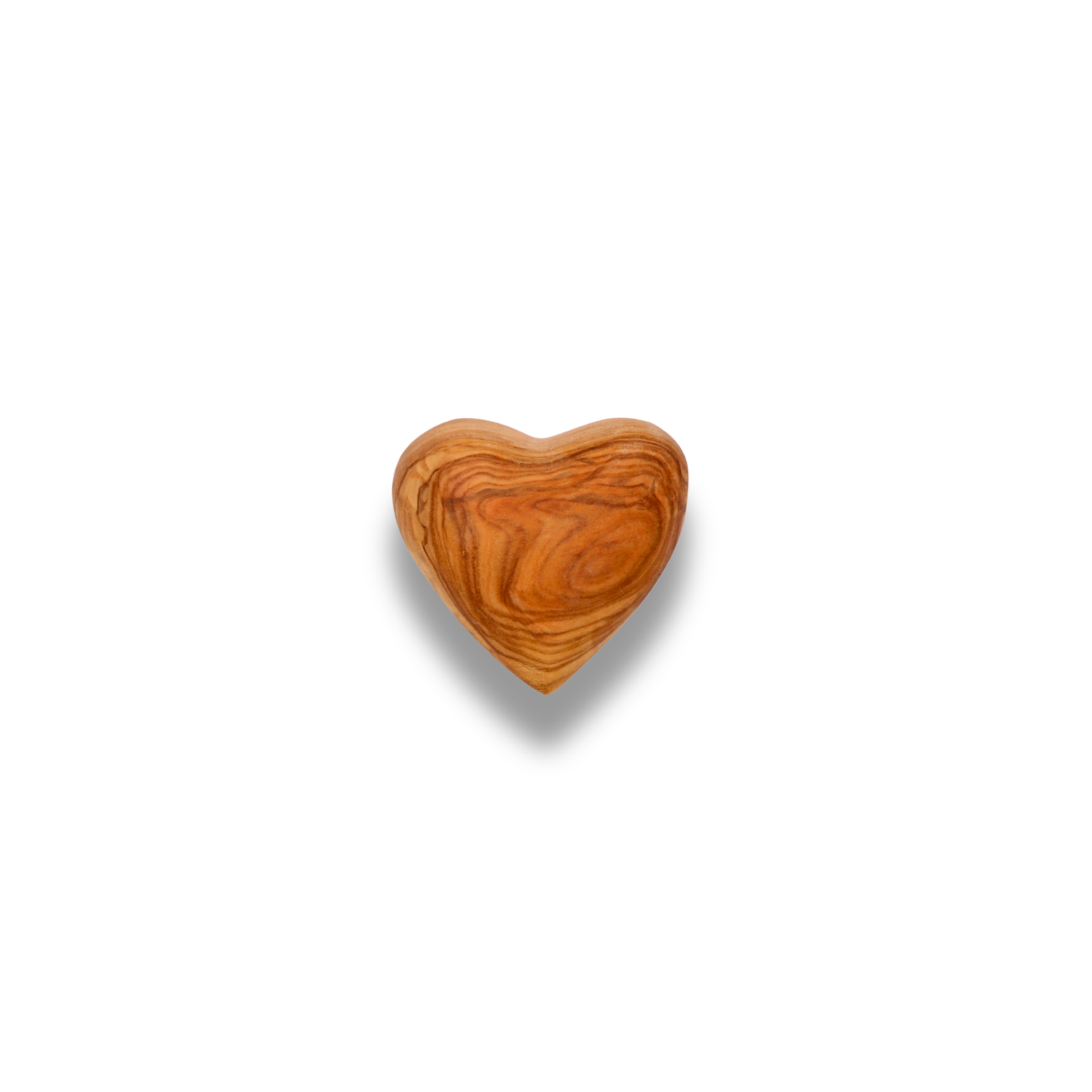 Olive wood heart shape on a white background