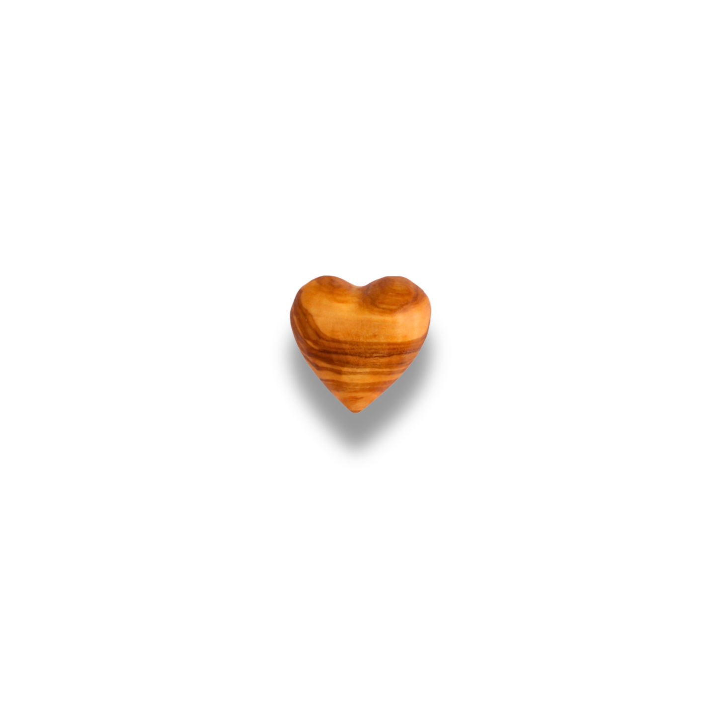 Olive wood heart shape on a white background