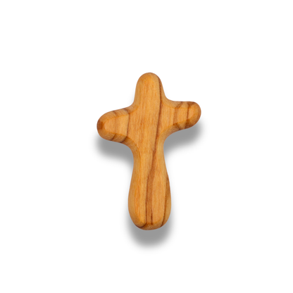 Olive Wood Pocket Prayer Holding Cross