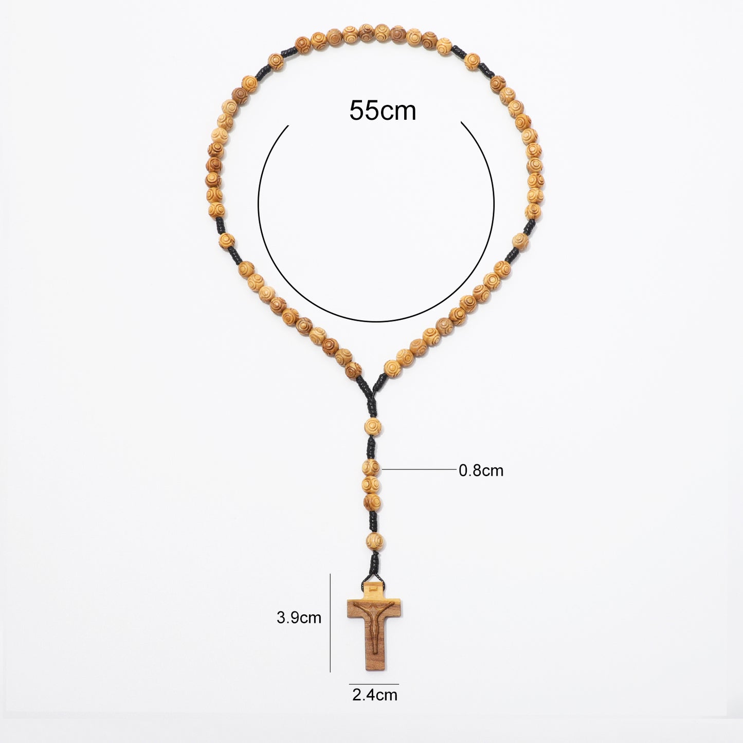 Olive Wood Prayer Rosary Engraved Beads - 8mm