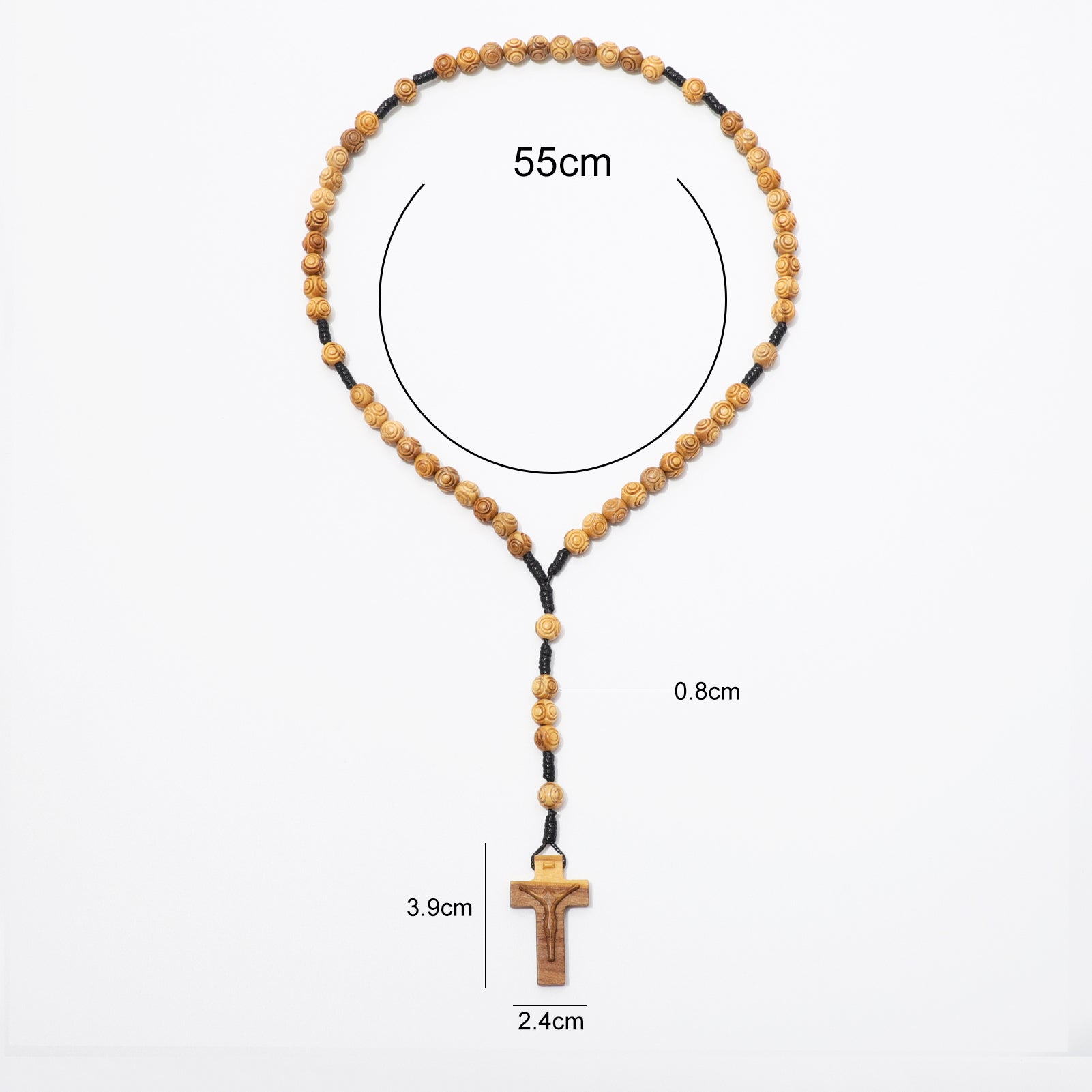 Olive Wood Prayer Rosary Engraved Beads - 8mm