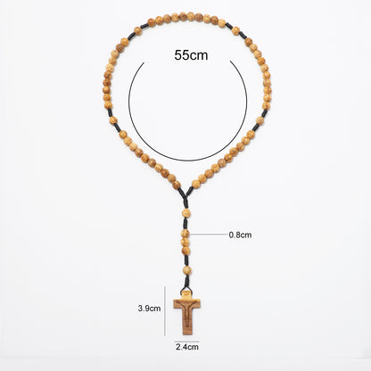 Olive Wood Prayer Rosary Engraved Beads - 8mm
