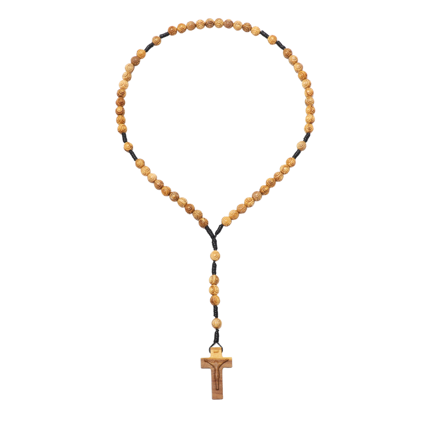 Olive Wood Prayer Rosary Engraved Beads - 8mm