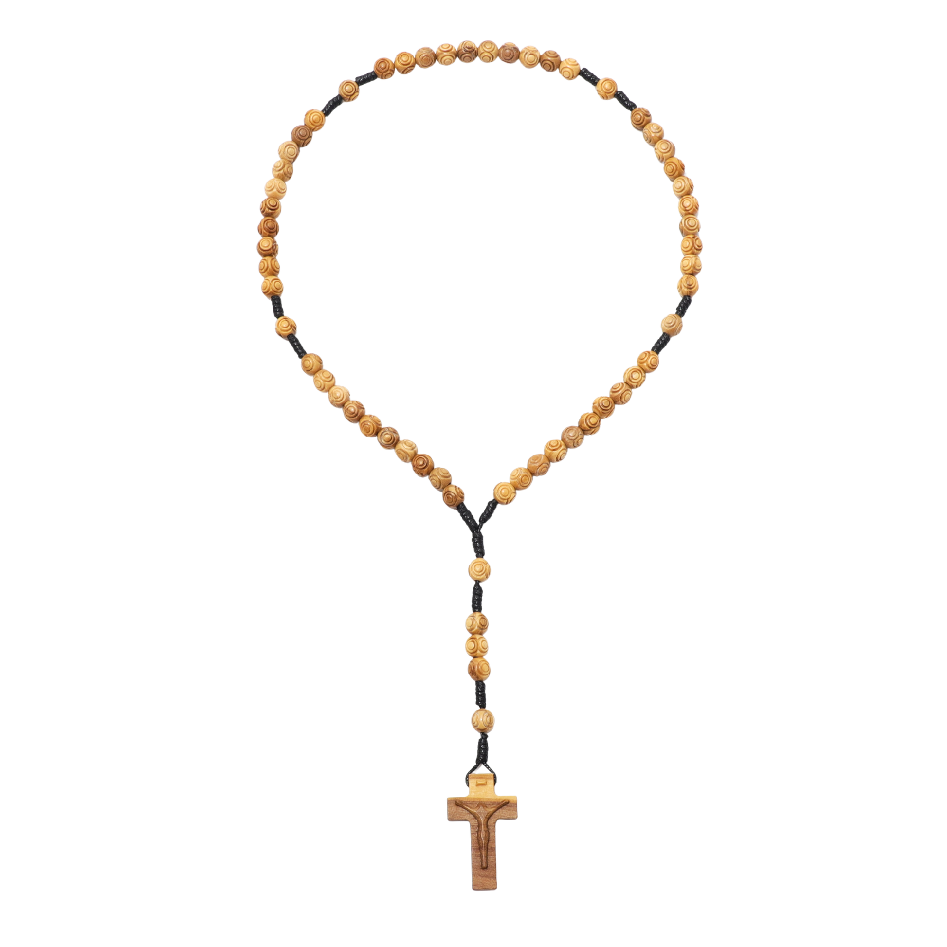 Olive Wood Prayer Rosary Engraved Beads - 8mm