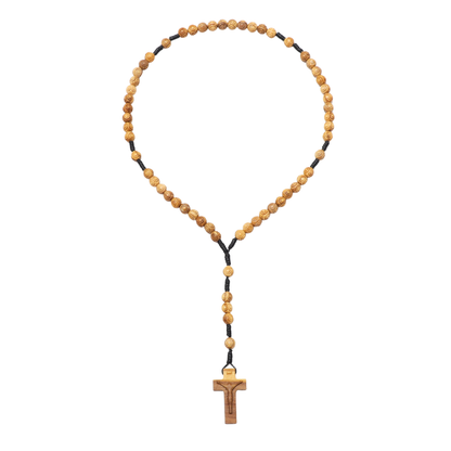 Olive Wood Prayer Rosary Engraved Beads - 8mm