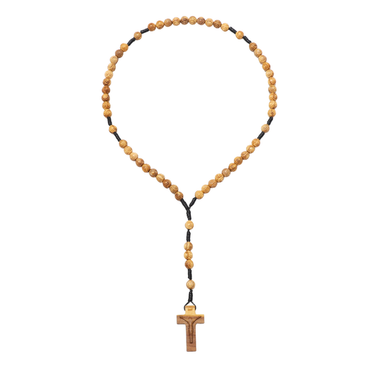 Olive Wood Prayer Rosary Engraved Beads - 8mm