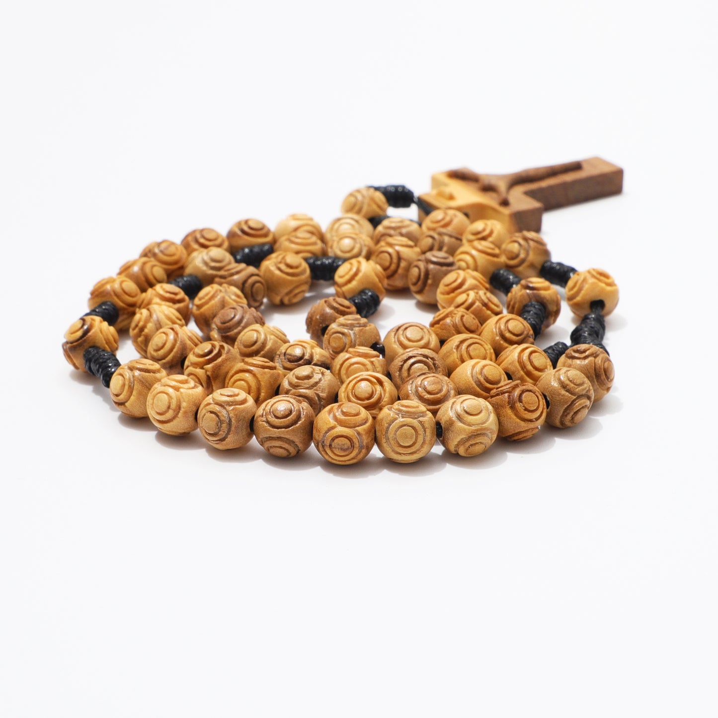 Olive Wood Prayer Rosary Engraved Beads - 8mm