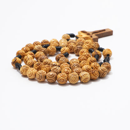 Olive Wood Prayer Rosary Engraved Beads - 8mm